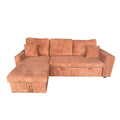 Canapé d'angle convertible 4 places avec coffre en velours côtelé terracotta SALZBURG