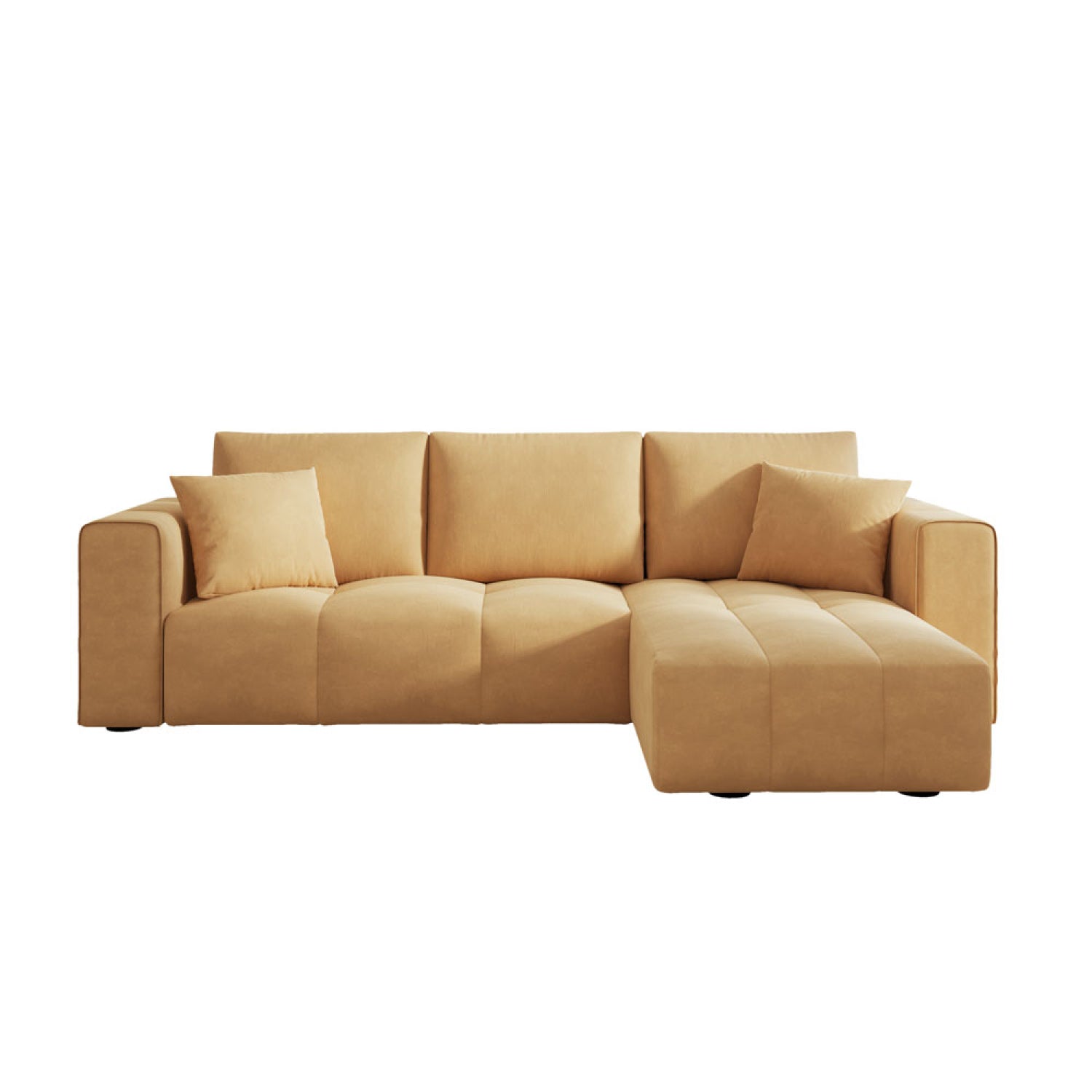 Canapé d'angle convertible 4 places avec coffre en velours jaune WORTHING