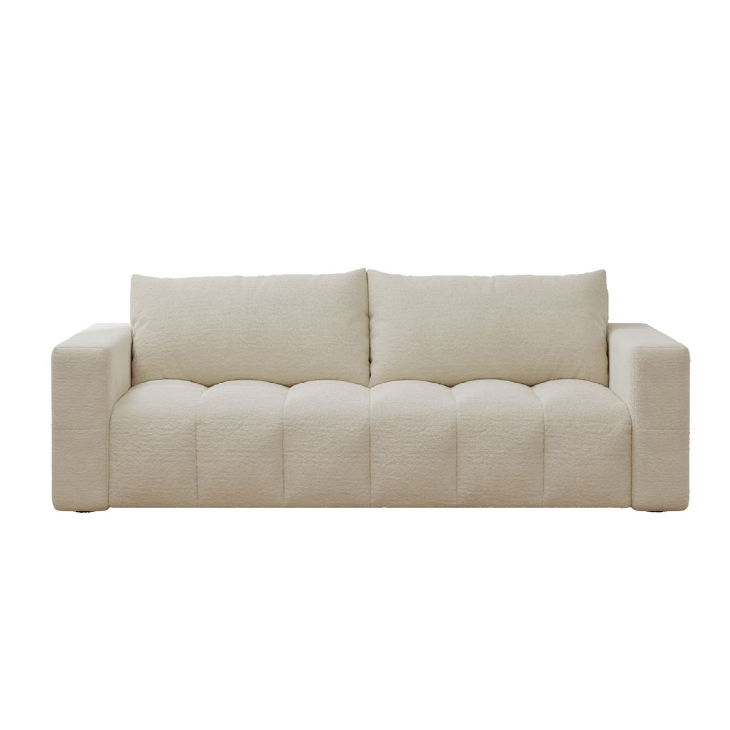 Canapé convertible 3 places avec coffre en bouclette beige MIDLAND