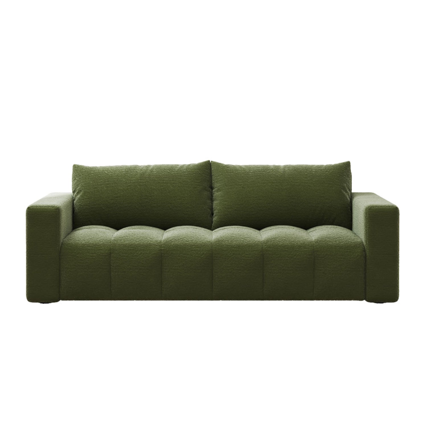 Canapé convertible 3 places avec coffre en bouclette vert MIDLAND