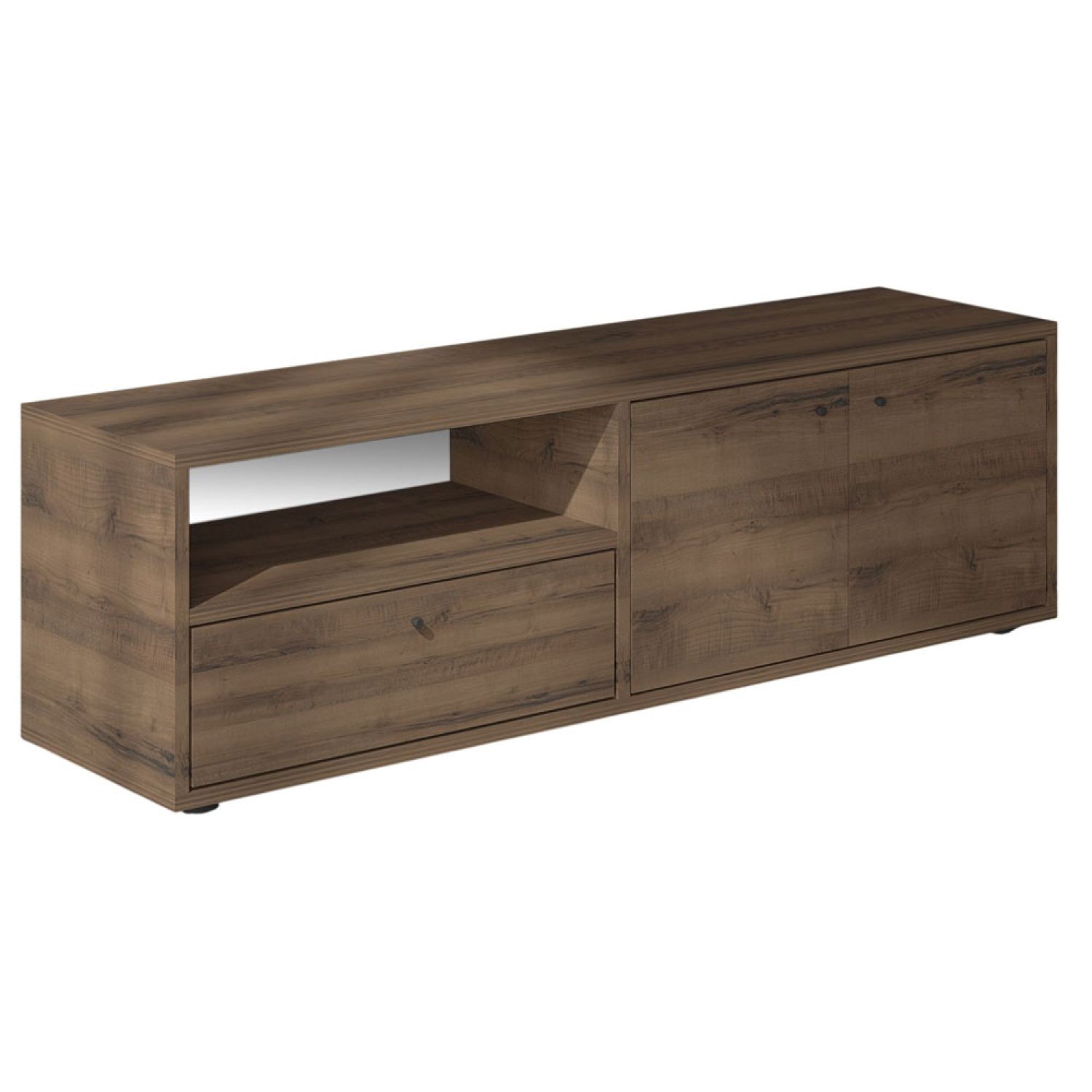 Meuble TV avec placards et niche aspect bois de noyer 136cm ASHBURN