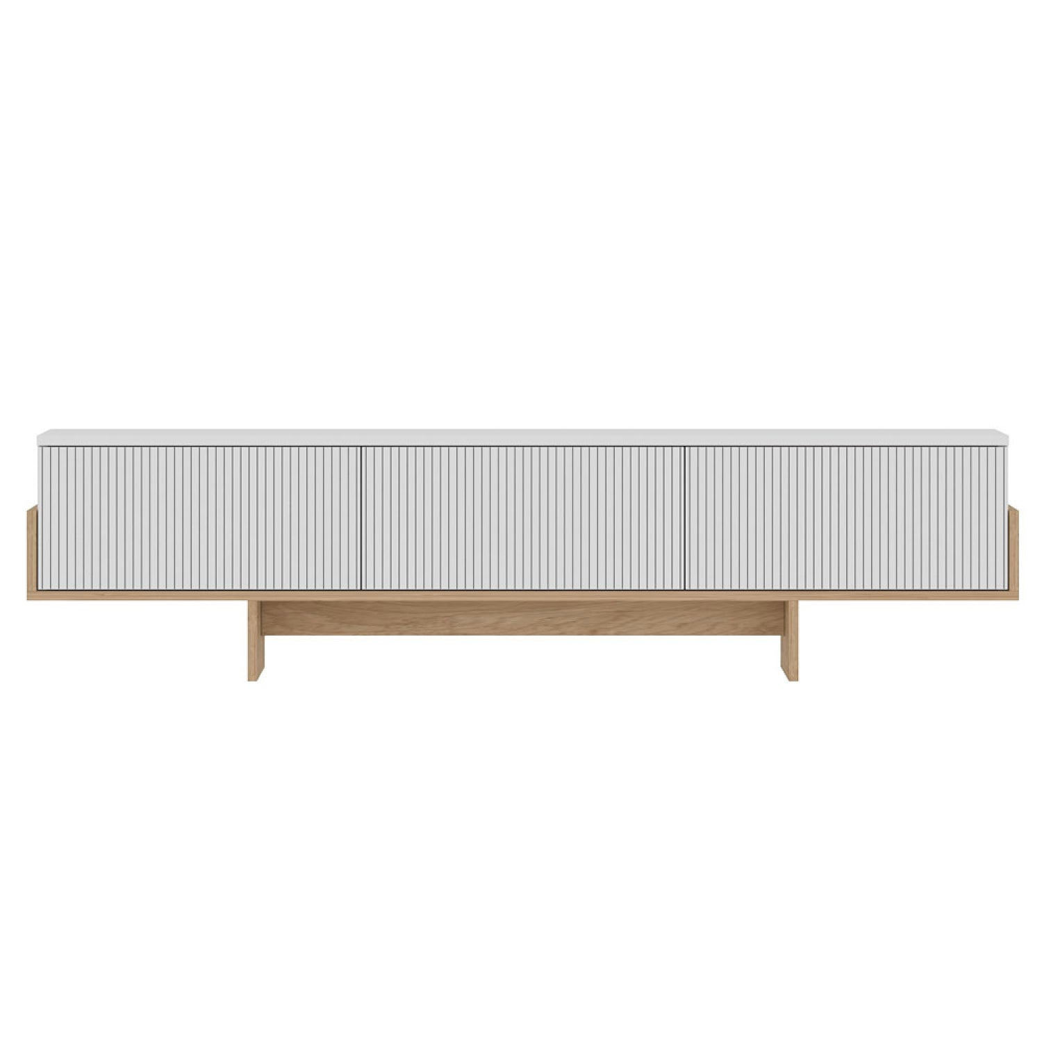 Meuble TV avec placards blanc et bois 180cm LEESBURG