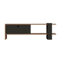 Meuble TV asymétrique gris anthracite avec placard aspect bois 120cm HERNDON
