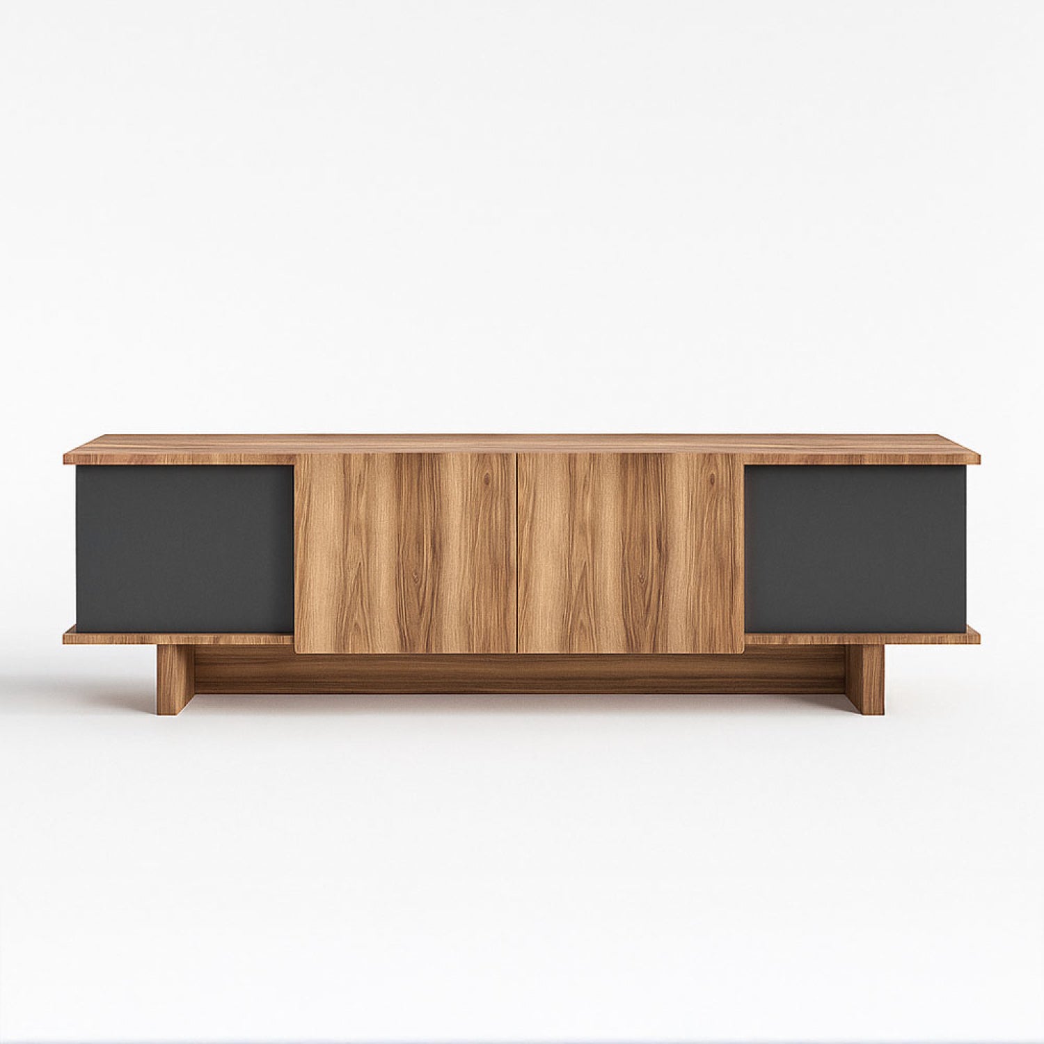 Meuble TV design avec placards aspect bois et gris anthracite 180cm FALLS
