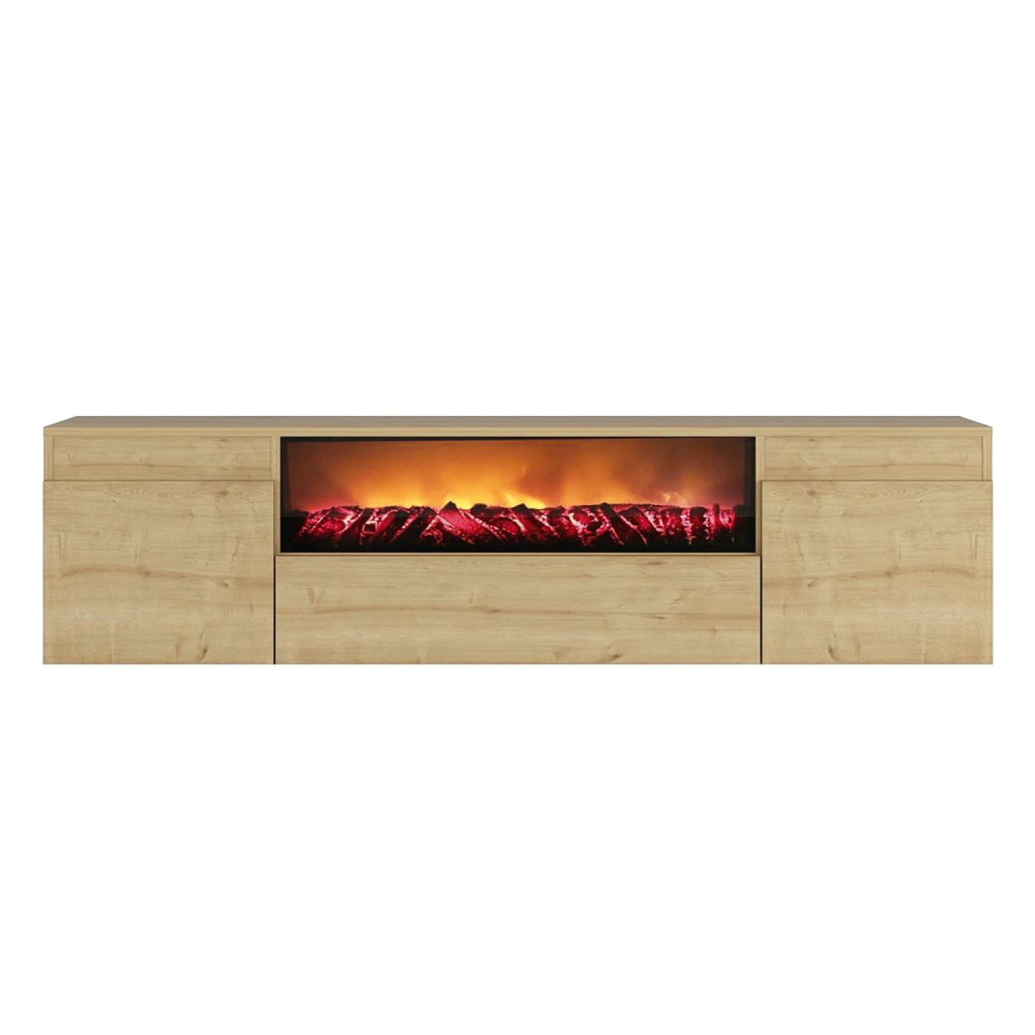 Meuble TV avec cheminée LED 180cm aspect bois ESPINHO