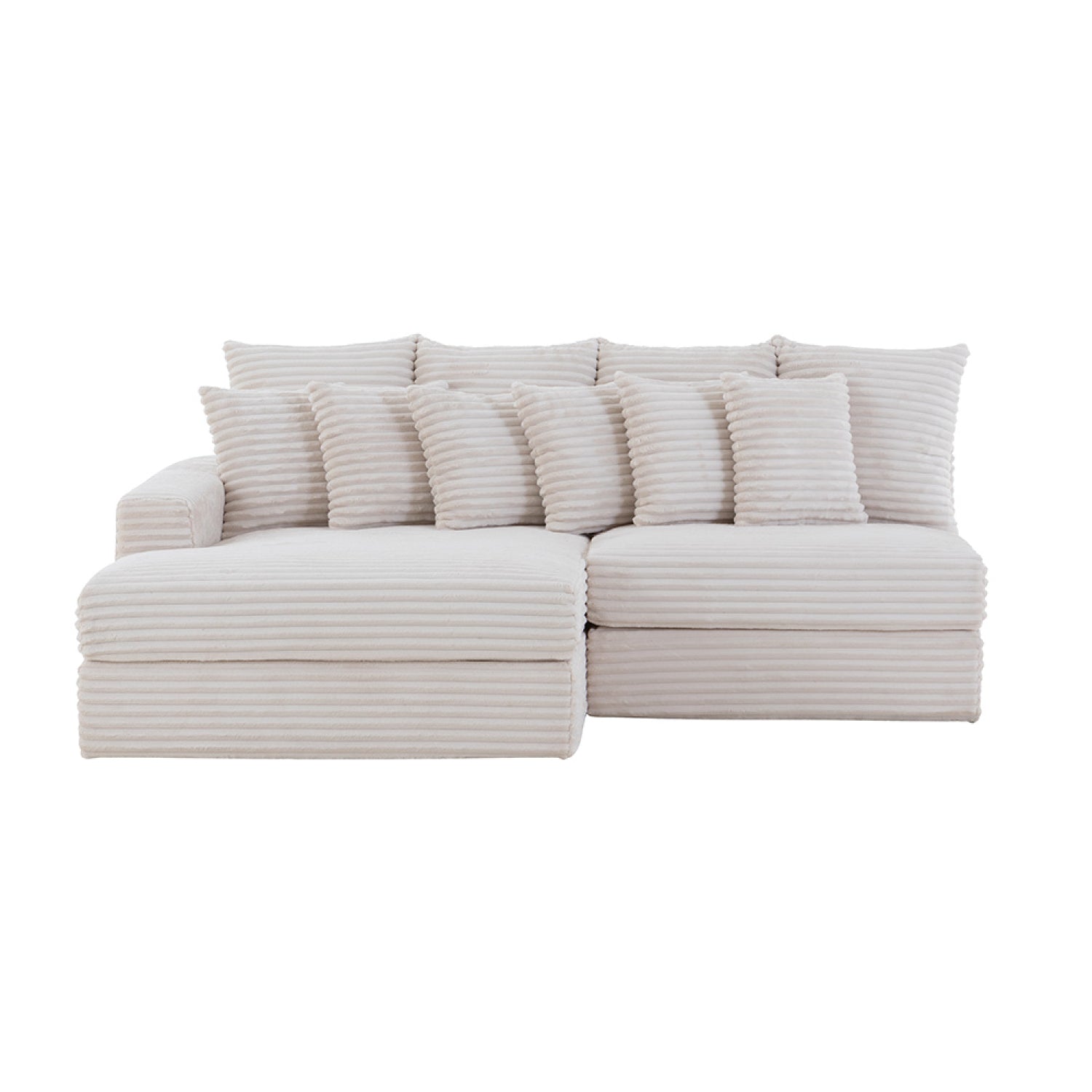 Canapé d'angle 2/3 places assise profonde en velours côtelé beige KENDARI