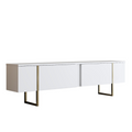 Meuble TV blanc et doré 2 portes 180cm ANTALYAE