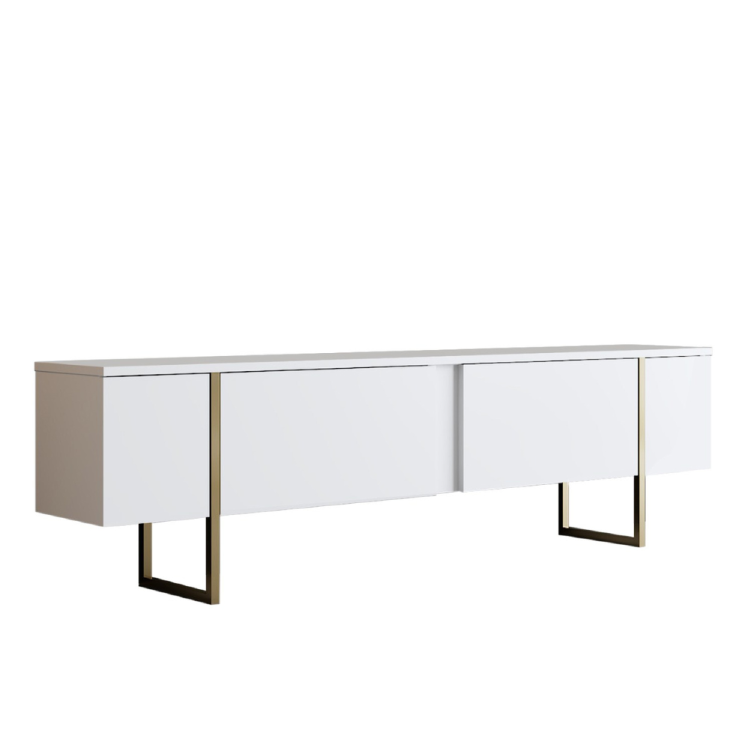 Meuble TV blanc et doré 2 portes 180cm ANTALYAE
