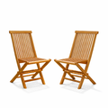 Lot de 2 chaises pliantes jardin teck massif brut TORAL
