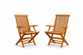 Lot de 2 fauteuils pliants jardin teck massif brut TORAL
