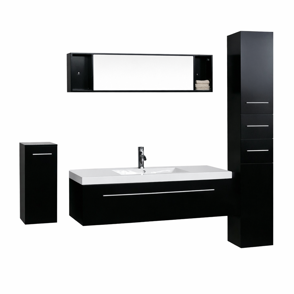 Ensemble salle de bain 3 meubles + 1 vasque + 1 miroir NEPTUNE