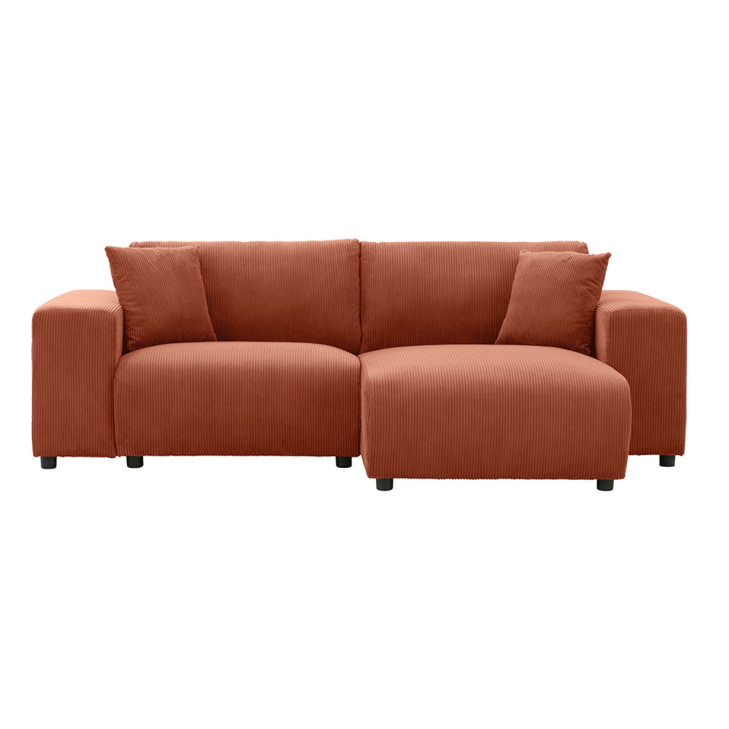 Canapé d'angle modulable 3 places en velours côtelé terracotta JAMBI
