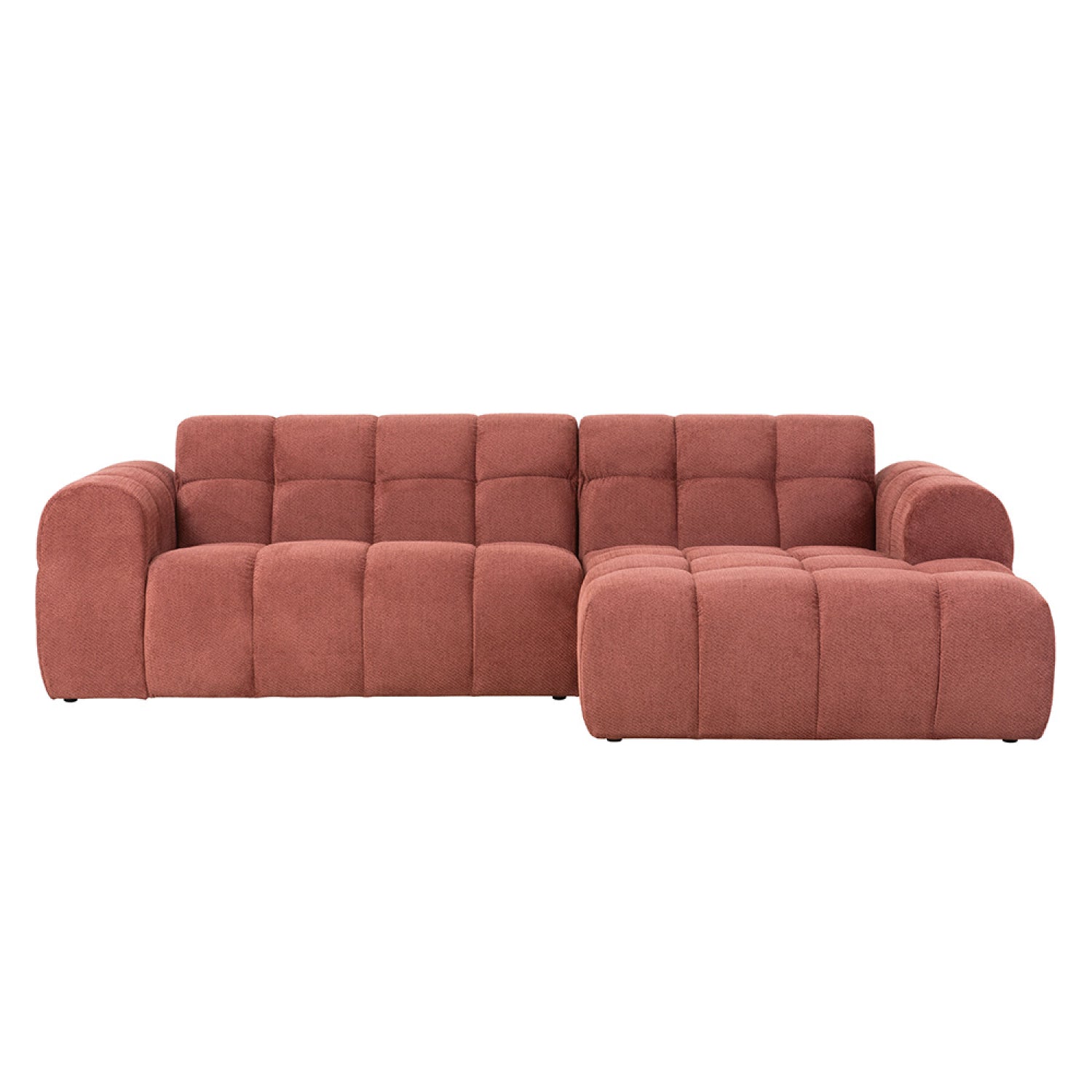 Canapé d'angle 3/4 places nuage en velours terracotta ALINE