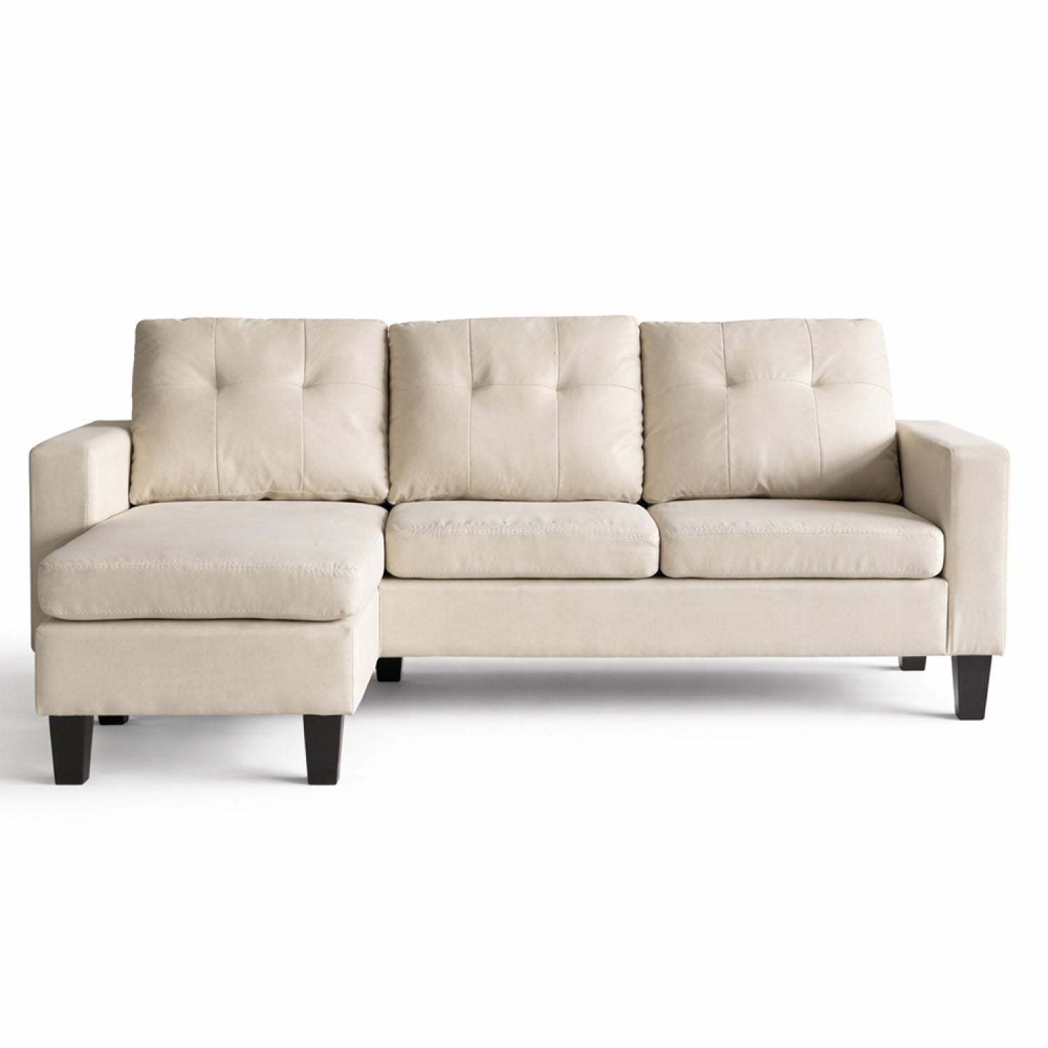 Canapé d'angle 3 places en tissu beige BRAY