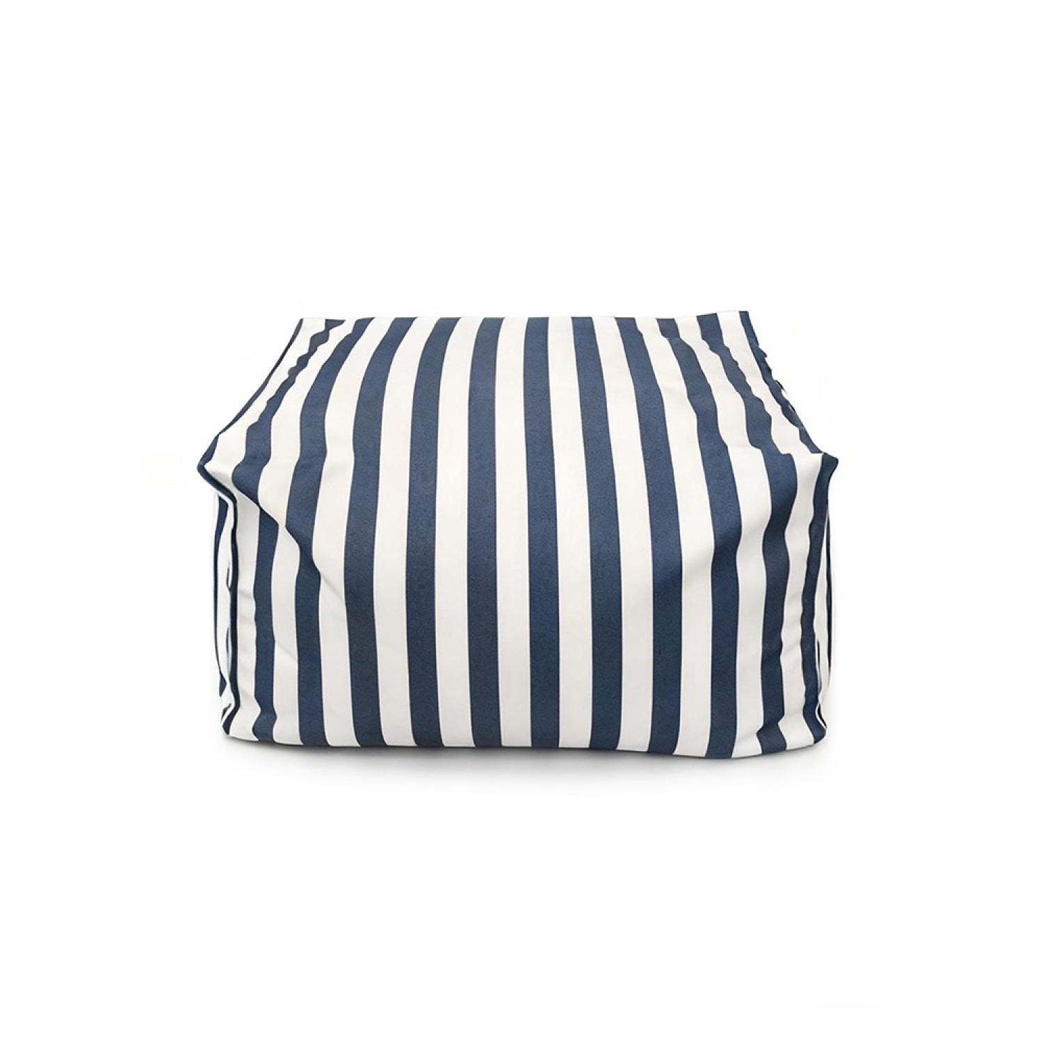 Pouf exterieur rayé bleu déperlant 55x65x35 cm SAVANA