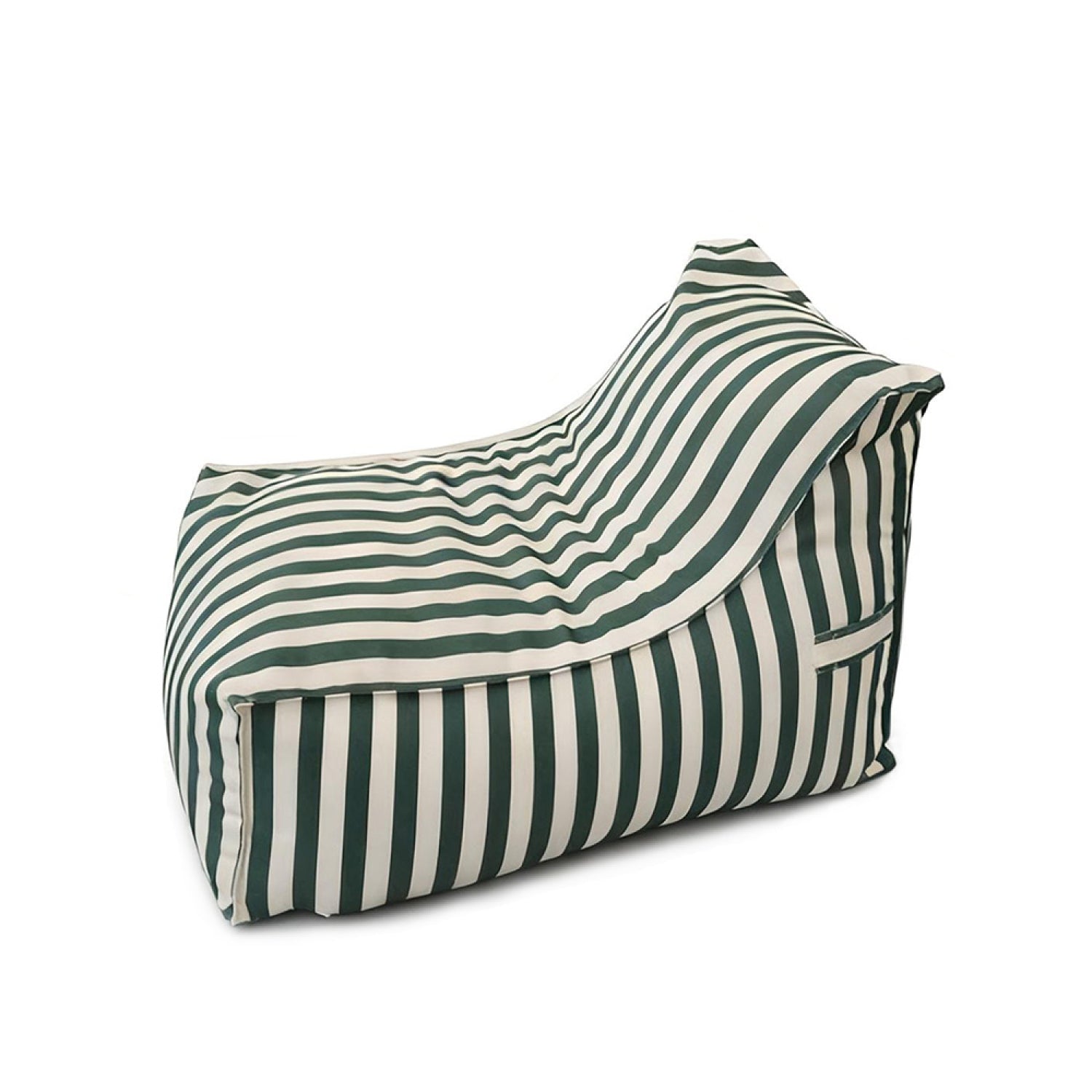 Pouf exterieur rayé vert en tissu déperlant 100x65x65 cm BOLOGNE
