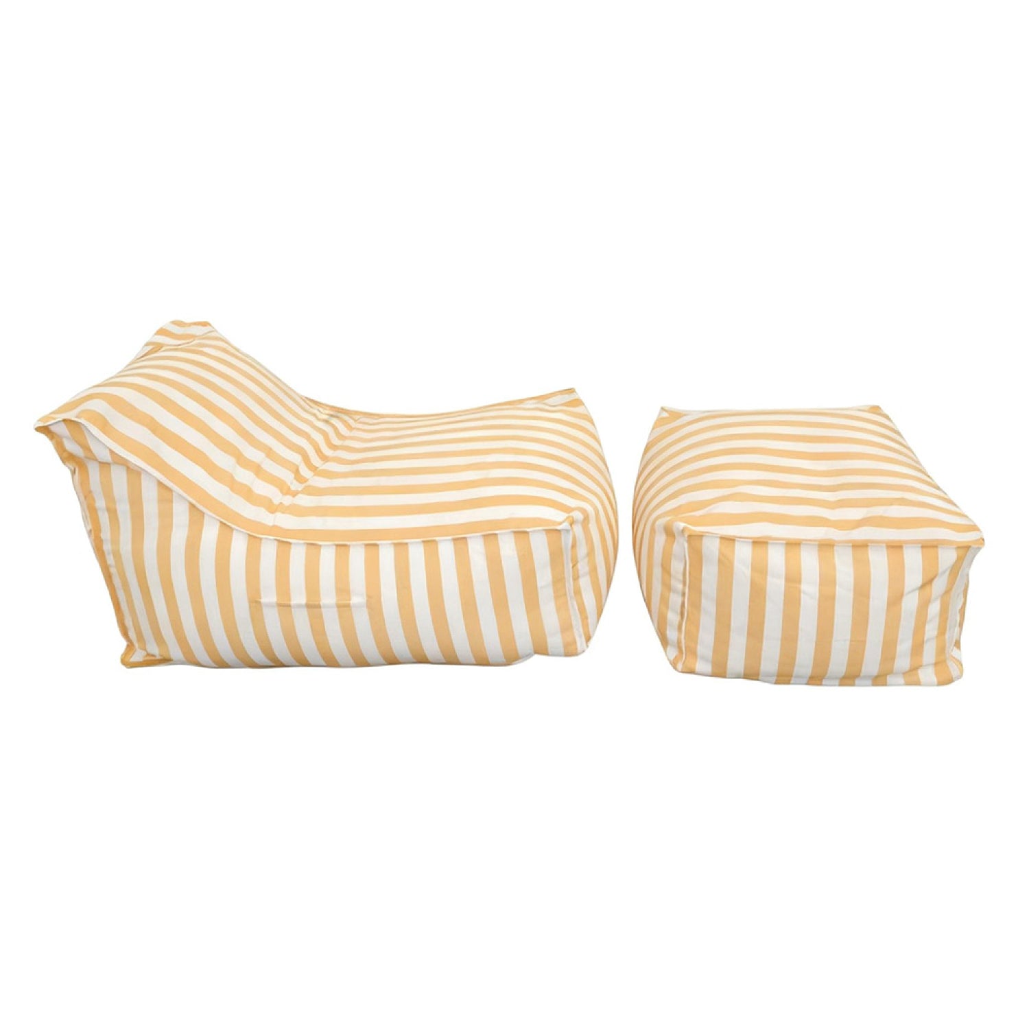 Ensemble de poufs exterieur rayés jaune déperlant BOLOGNE