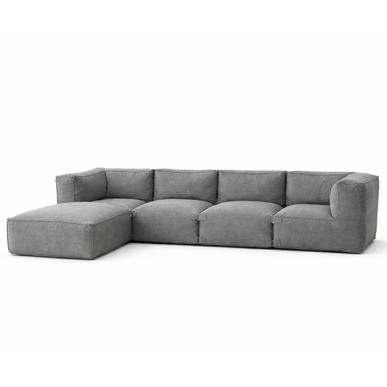Salon de jardin modulable 5 places gris en tissu déperlant VERONE
