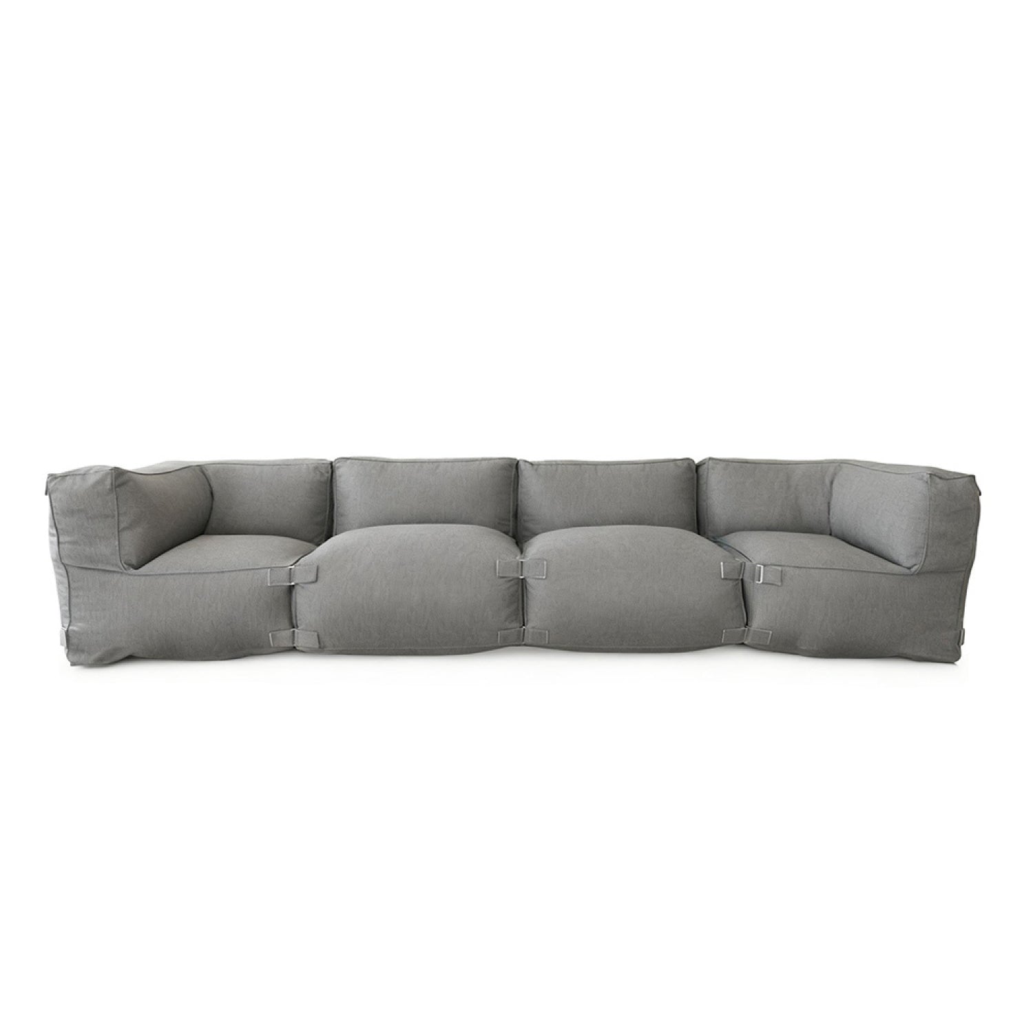 Salon de jardin modulable 4 places gris en tissu déperlant MINDELO