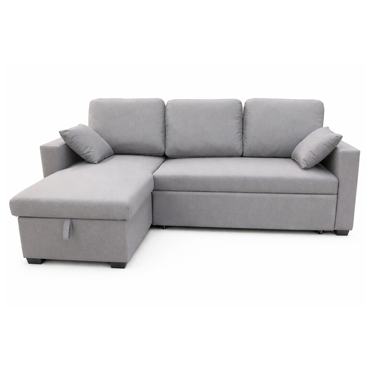 Canapé d'angle convertible 3 places avec coffre en tissu gris LARNACA