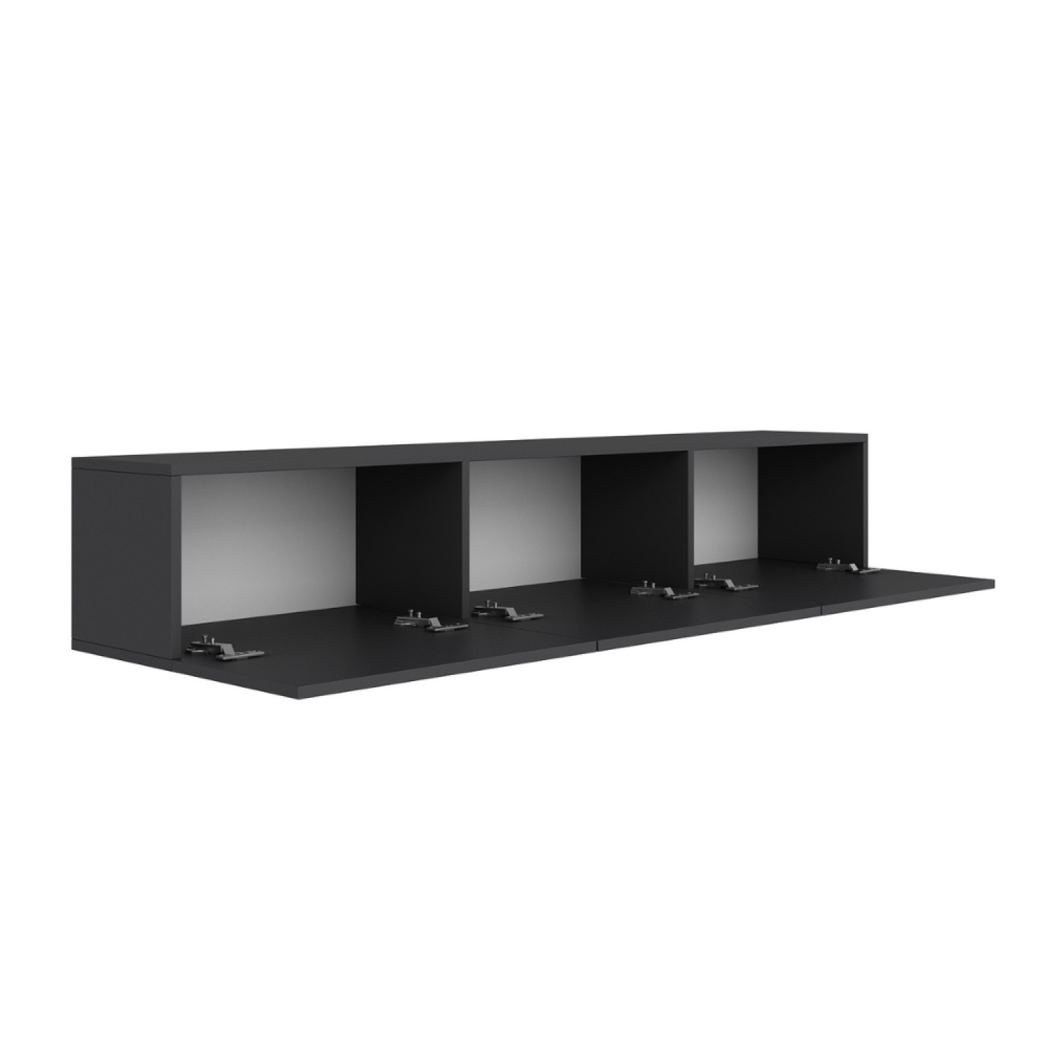 Meuble TV suspendu avec placards 150cm gris anthracite NEVADA