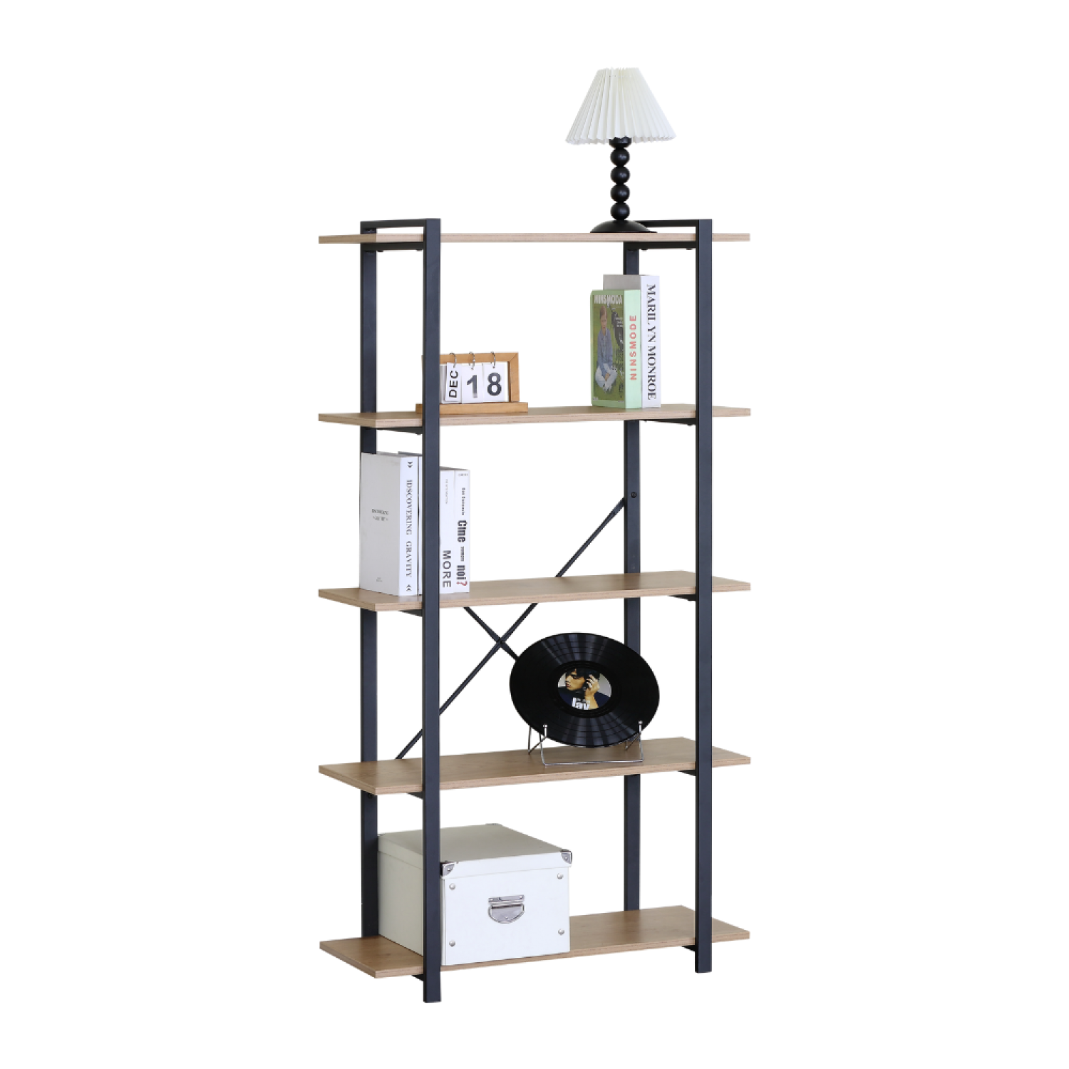 Etagère 5 rangements 150 cm chêne et noir KYDO