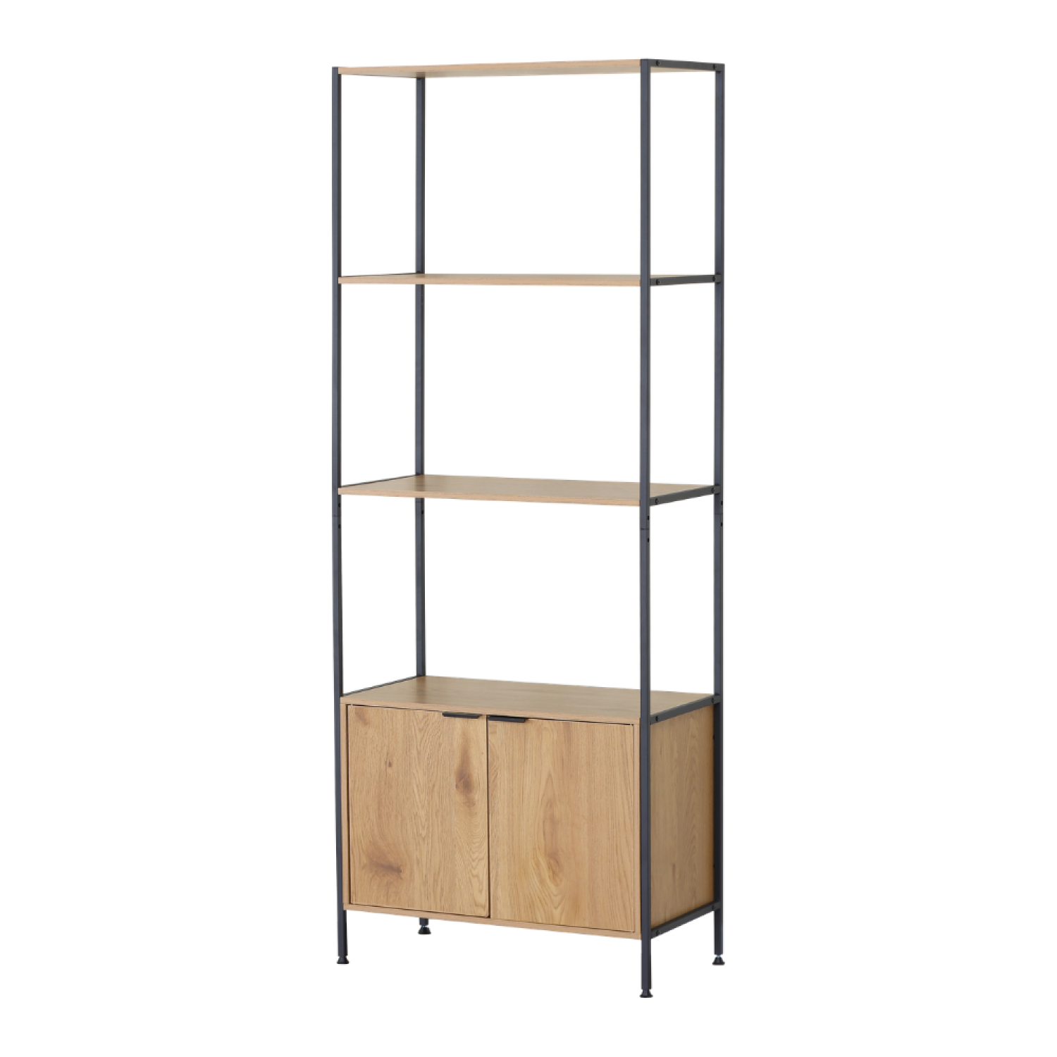 Etagère 4 rangements et placard 176 cm chêne et noir MASSI