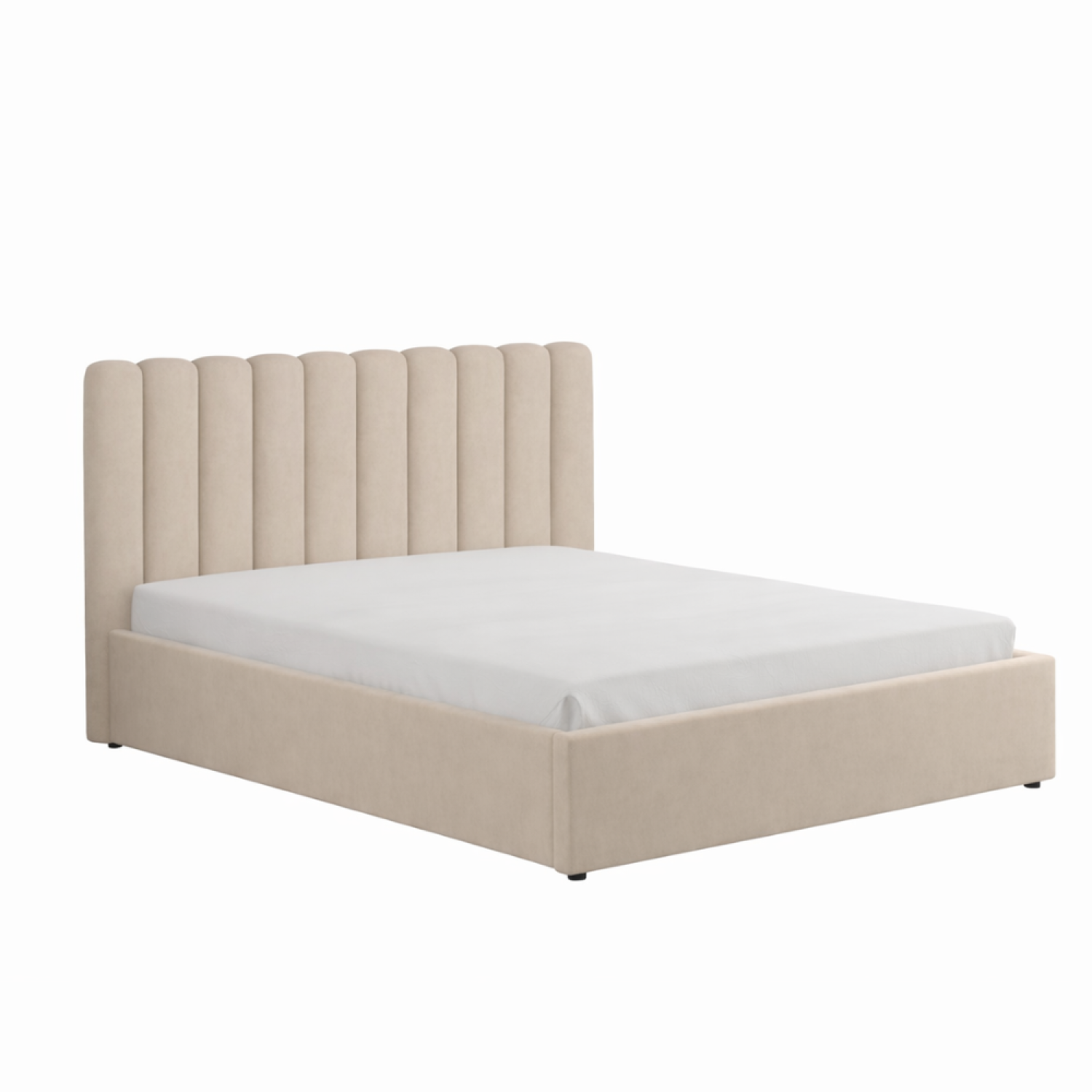 Lit avec coffre de rangement 140x190cm velours beige LEANA