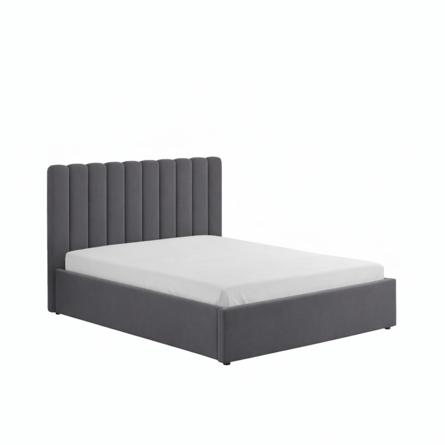 Lit avec coffre de rangement 140x190cm velours gris foncé LEANA