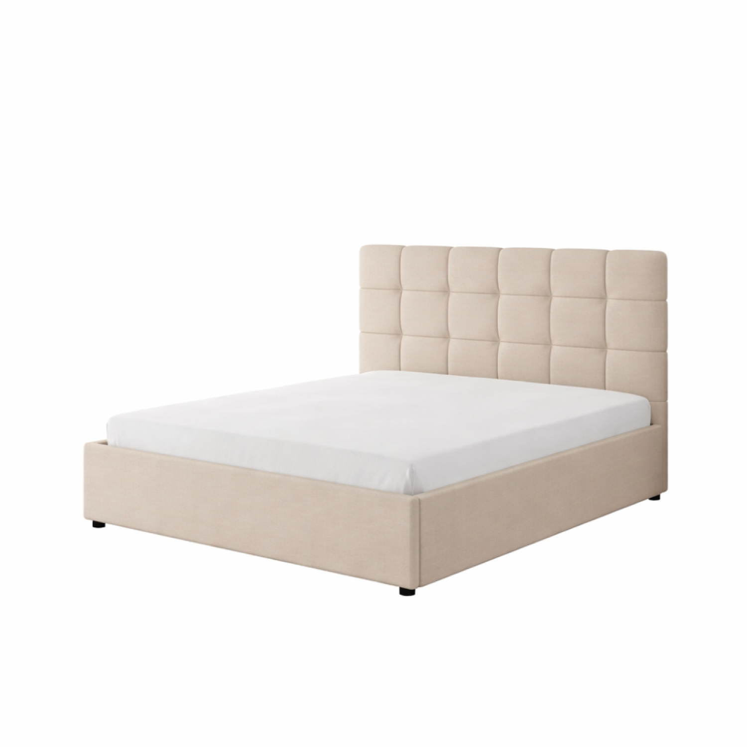undefined Lit avec coffre de rangement 140x190cm velours beige