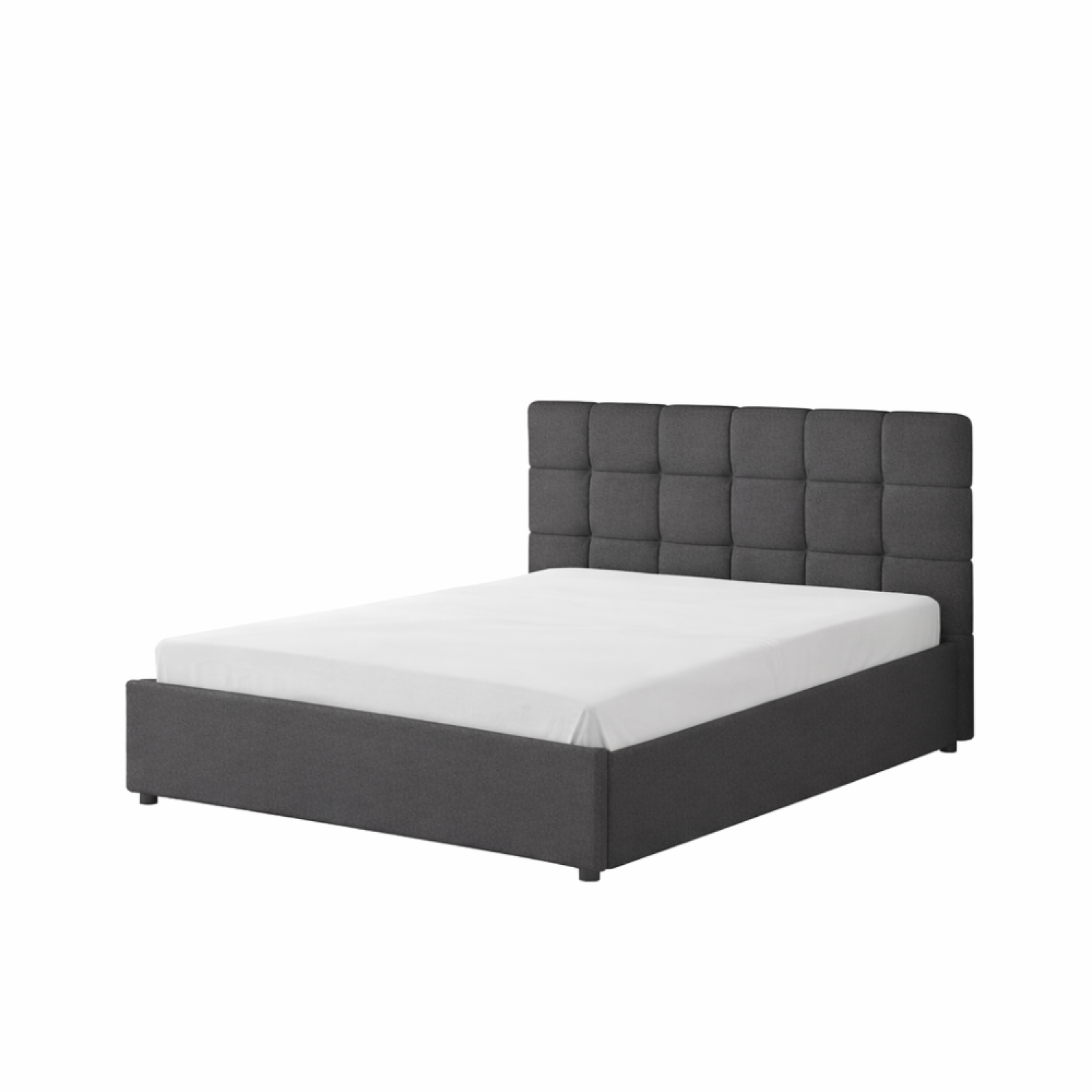 Lit avec coffre de rangement 140x190cm velours gris foncé LYANNA