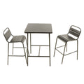Ensemble table de bar et 2 chaises hautes d'extérieur gris foncé FALCOU