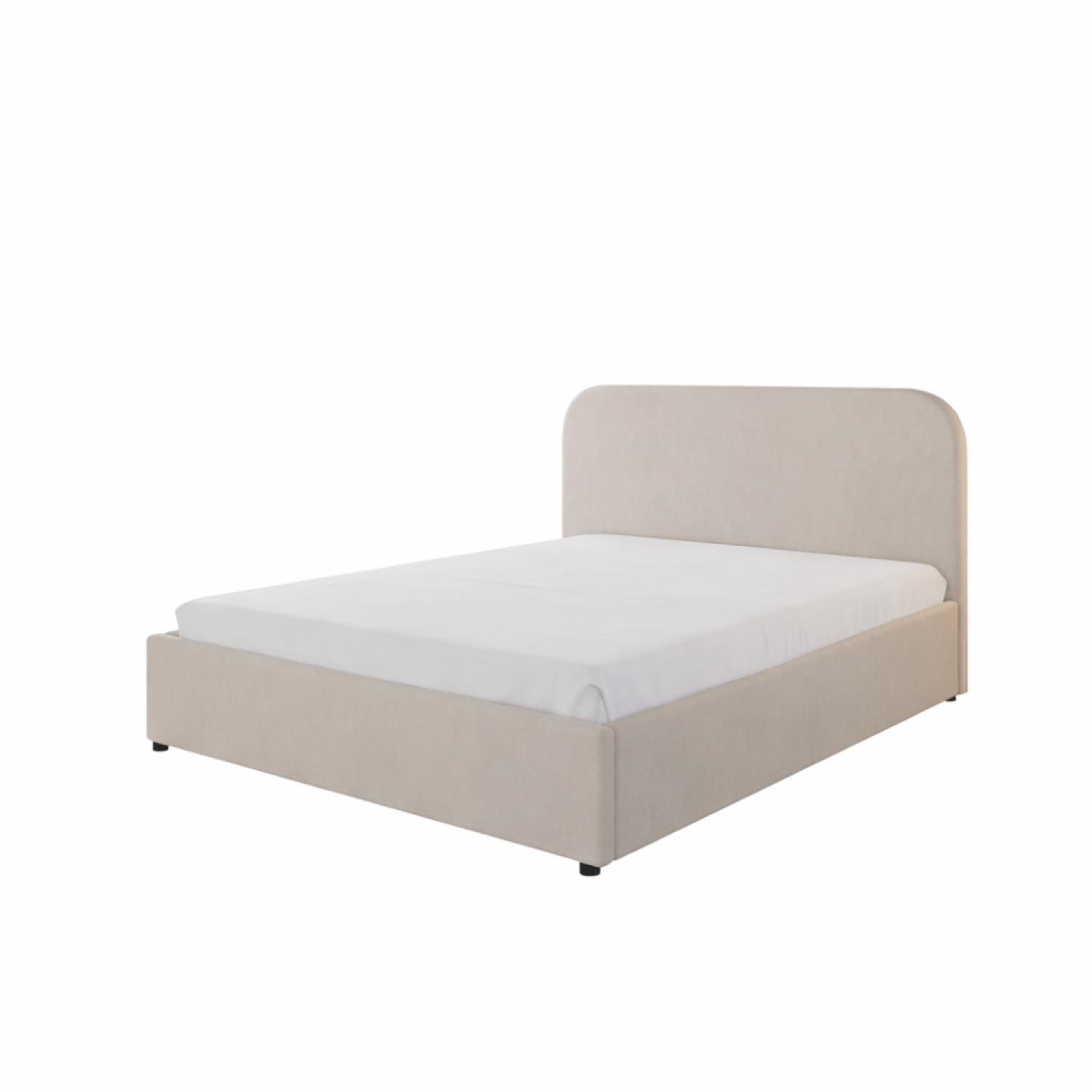 Lit avec coffre de rangement 140x190cm velours beige MENDOZA