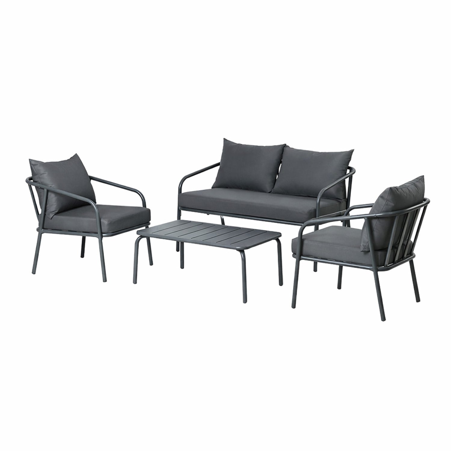 Salon de jardin 4 places gris foncé EVORA