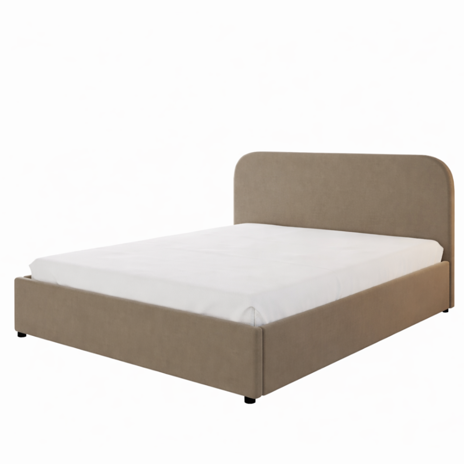 Lit avec coffre de rangement 160x200cm velours taupe RICA