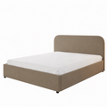 Lit avec coffre de rangement 140x190cm velours taupe RICA