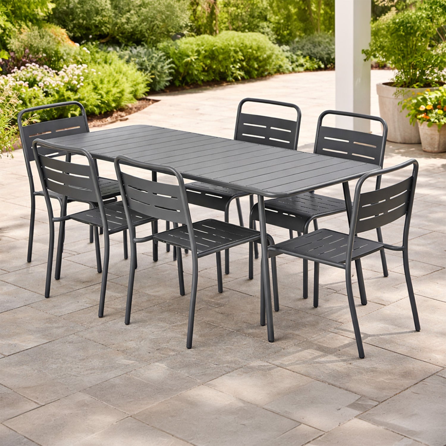 Ensemble table de jardin 160 cm et 6 chaises FALCOU