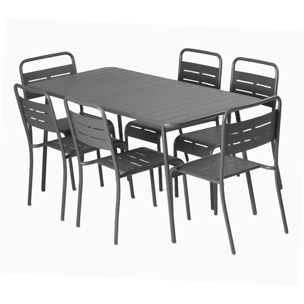 Ensemble table de jardin 160 cm et 6 chaises FALCOU