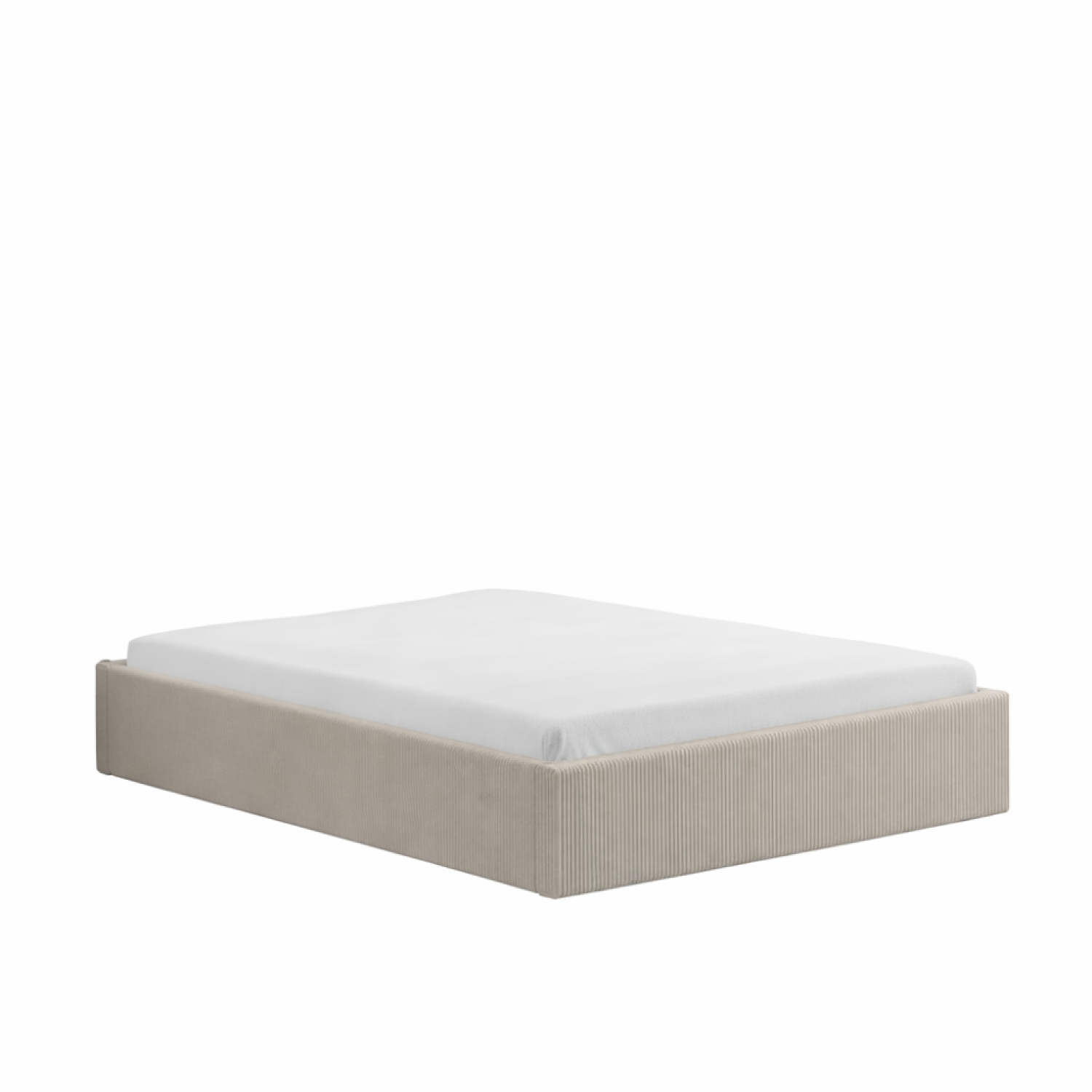 undefined Lit avec coffre de rangement 140x190cm velours côtelé beige