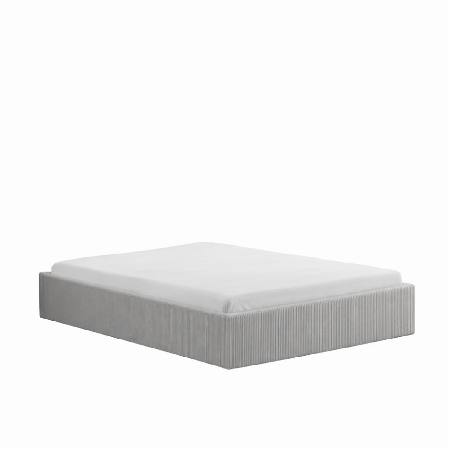 Lit avec coffre de rangement 140x190cm velours côtelé gris ABATE