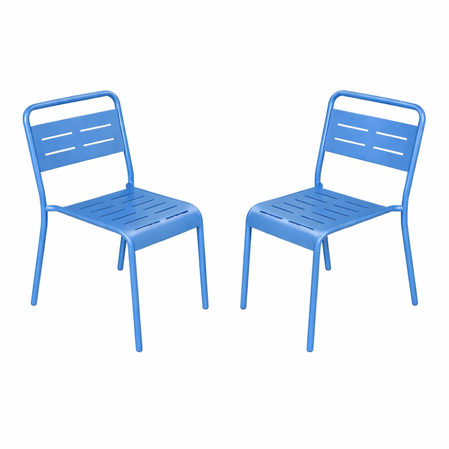 Ensemble de 2 chaises de jardin empilables bleues FALCOU