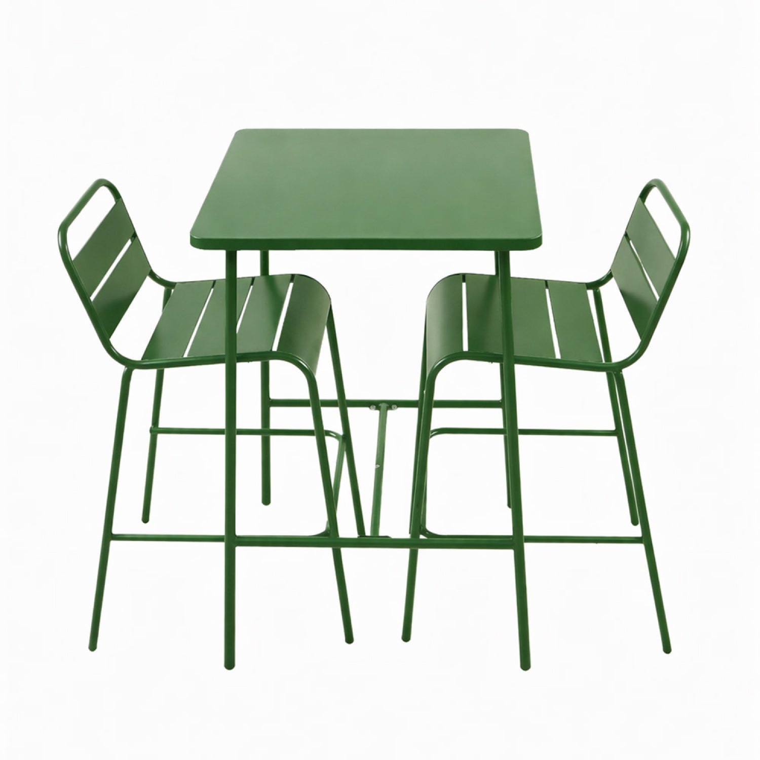 Ensemble table de bar et 2 chaises hautes d'extérieur vert FALCOU
