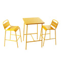 Ensemble table de bar et 2 chaises hautes d'extérieur jaune FALCOU