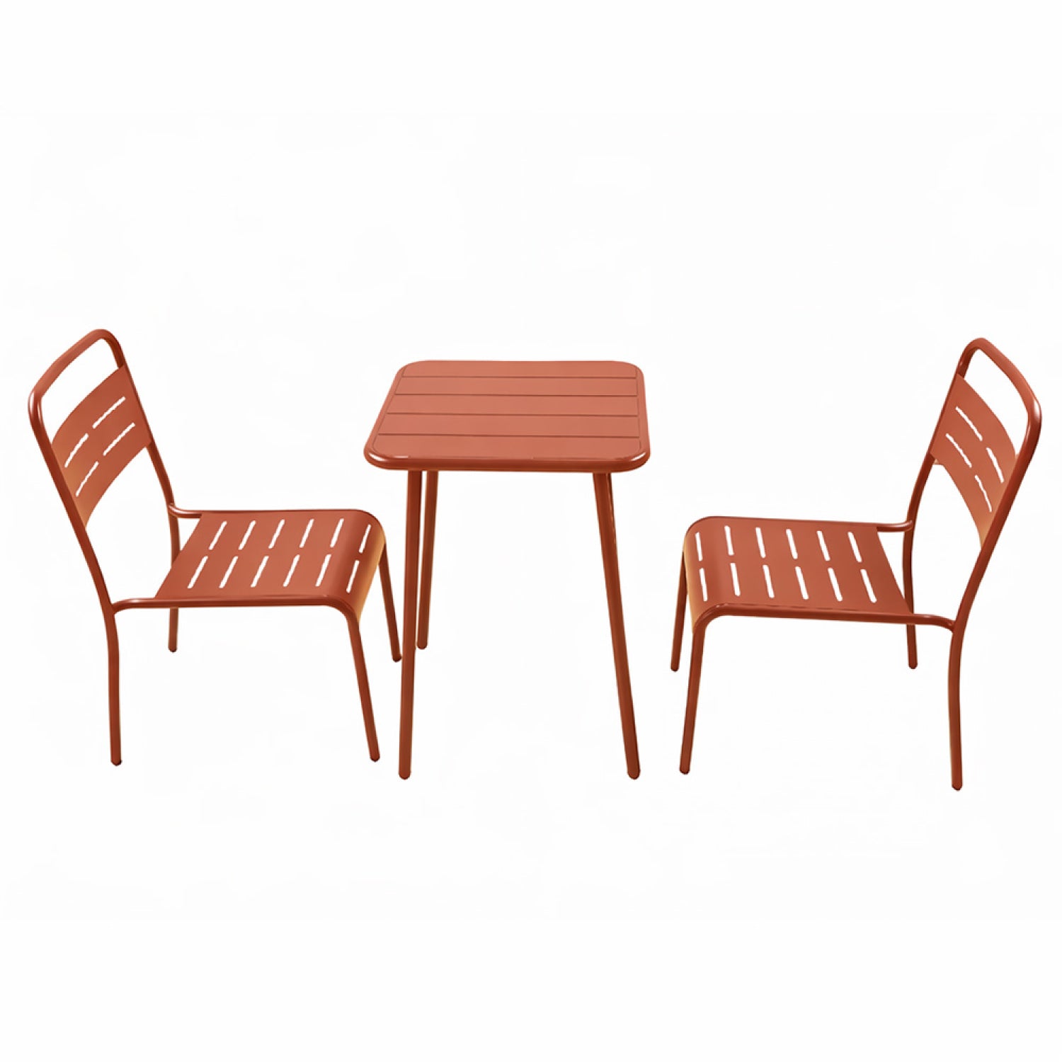 Ensemble table de jardin carrée 50cm et 2 chaises terracotta FALCOU