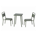 Ensemble table de jardin carrée 50cm et 2 chaises vert FALCOU
