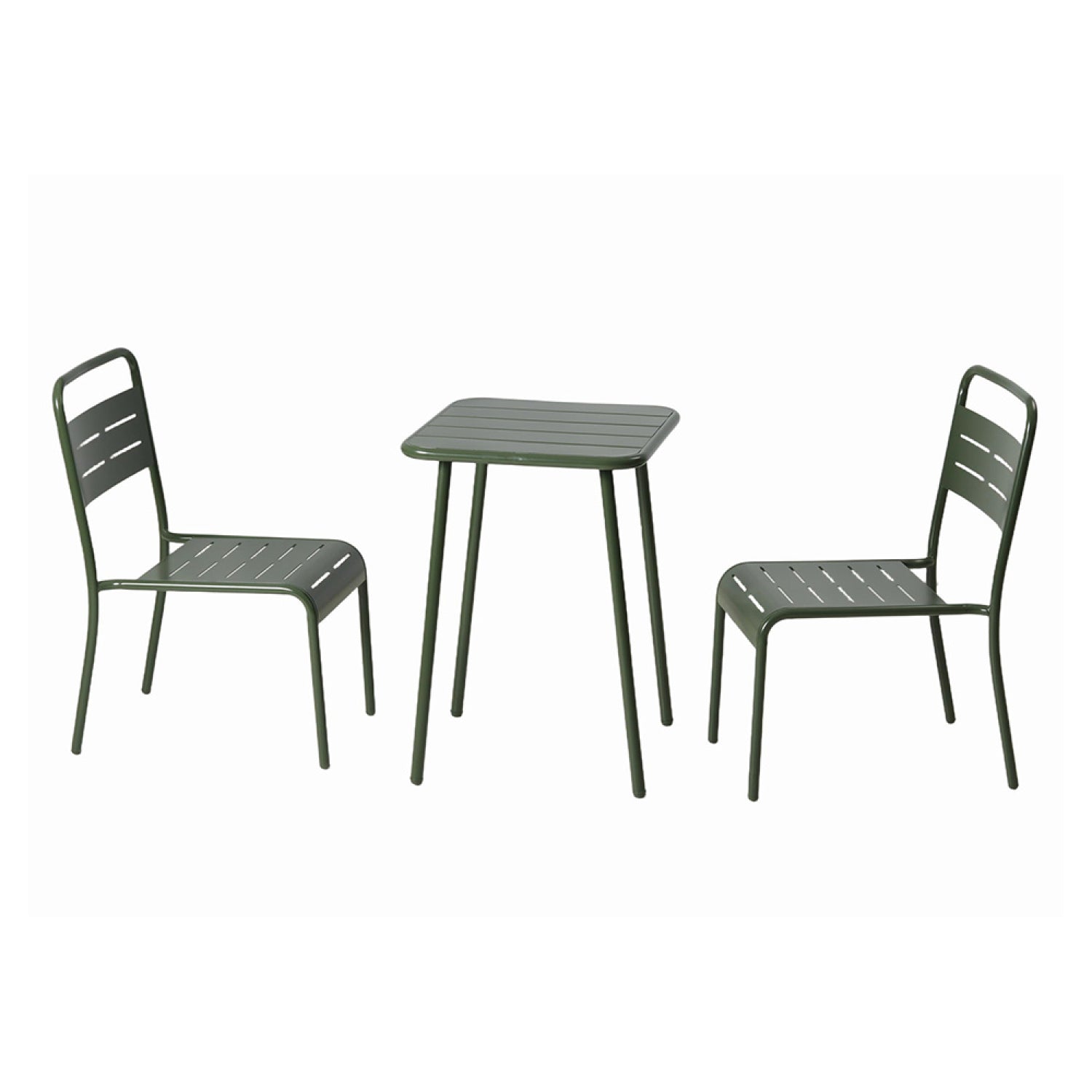 Ensemble table de jardin carrée 50cm et 2 chaises vert FALCOU