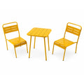 Ensemble table de jardin carrée 50cm et 2 chaises jaune FALCOU