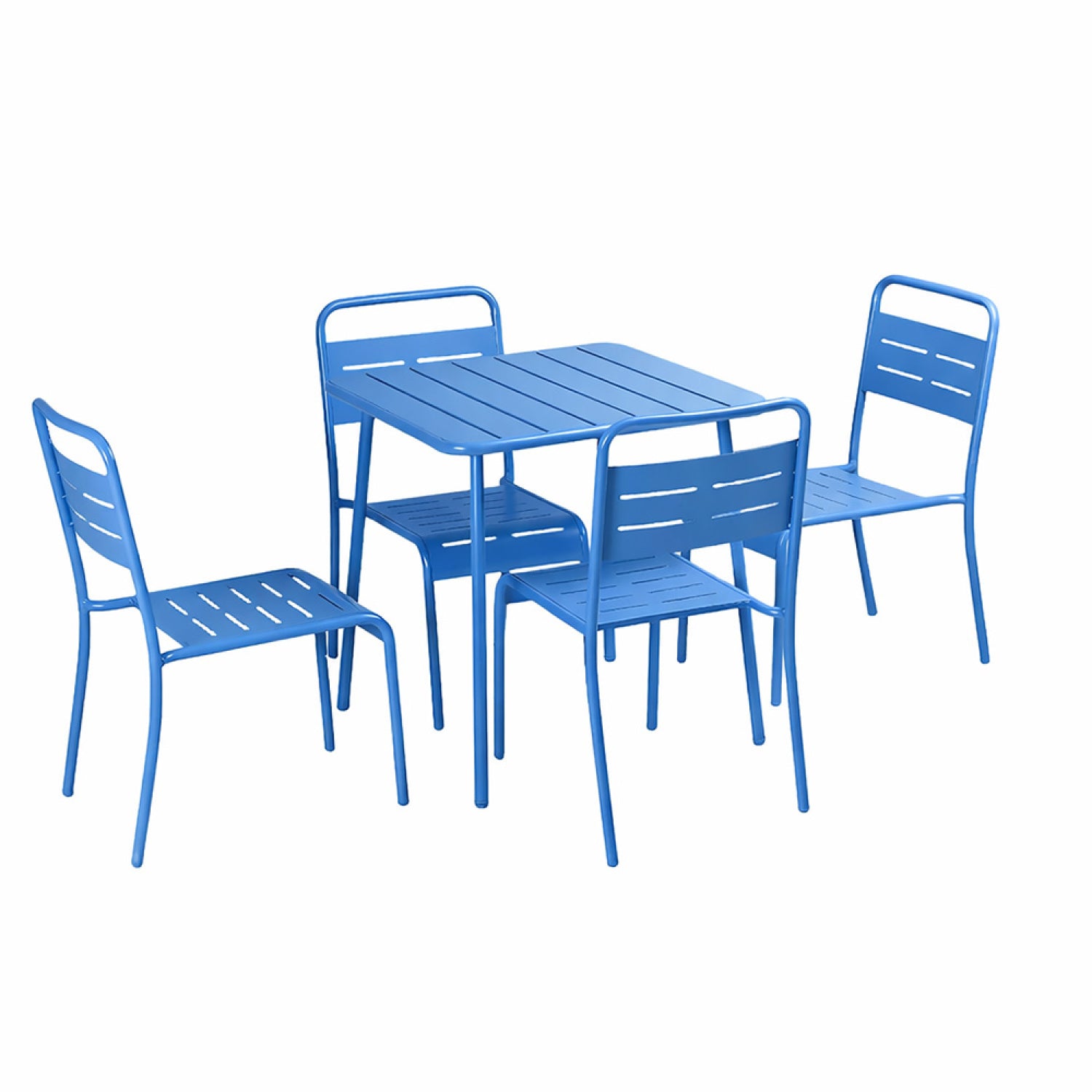 Ensemble table de jardin carrée et 4 chaises bleu FALCOU