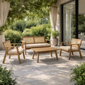 Salon de jardin 4 places en acacia et cannage KRABI