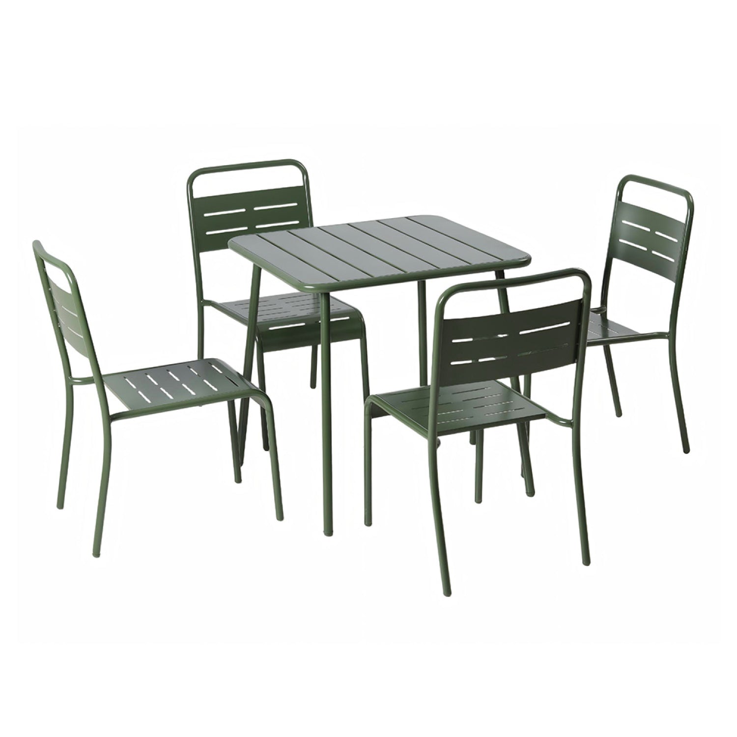 Ensemble table de jardin carrée 70cm et 4 chaises vert FALCOU